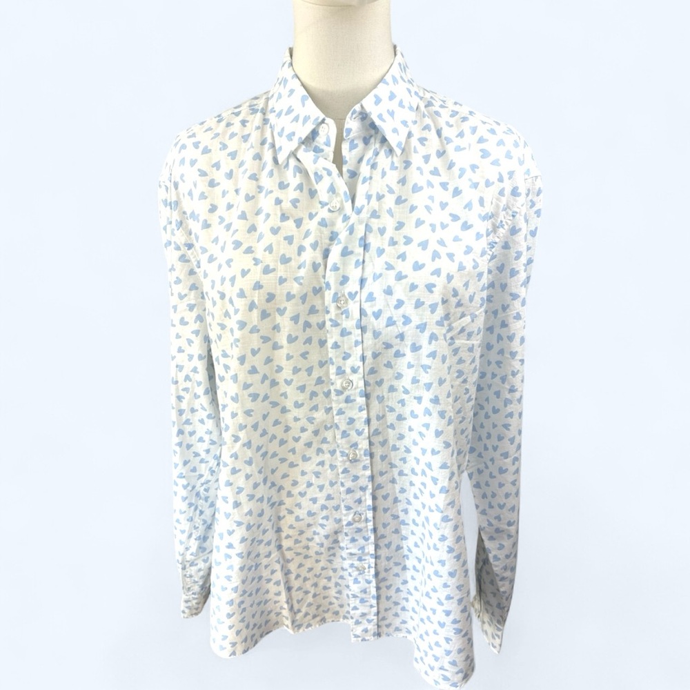 Frank & Eileen NWT SZ Large Mens Unisex Sample Finibar‎ White Shirt & Blue heart